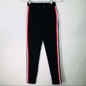 Black Leggings Side Stripe Red White Sz Small